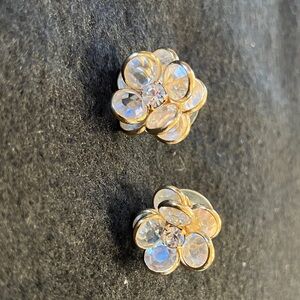 Swarovski Gold and Crystal Floral Earrings